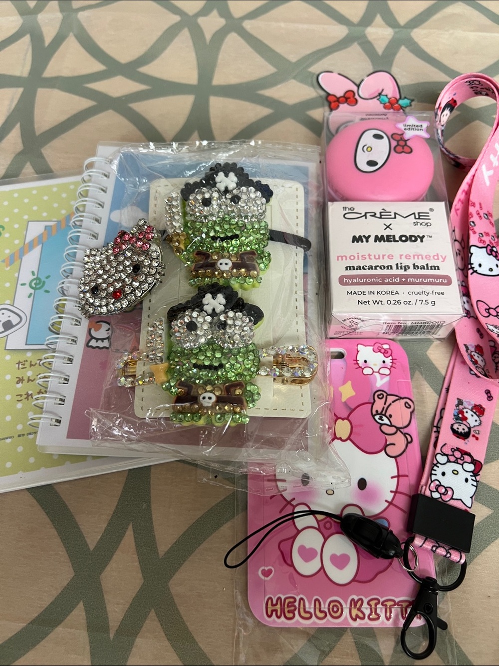 Hello Kitty Pink Lanyard & My Melody Lip Balm Kids Accessories Set
